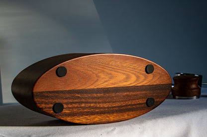 Wooden espresso tamping station with non slippery bottom